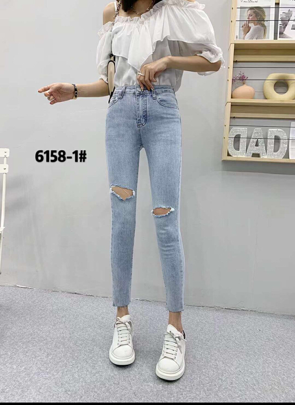 [Mina] fashion jeans with holes and small feet 6158-1\lsw