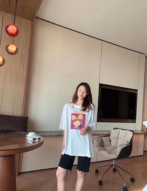 [HH &miss Lai] round neck printed short sleeve T-shirt 917\l