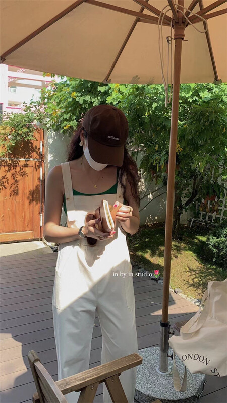 [in by in] Korean style large pocket straight tube versatile strap pants 0913\zjy