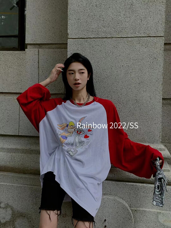 [rainbow] Bunny Bunny sun shirt with contrast sleeves 08221