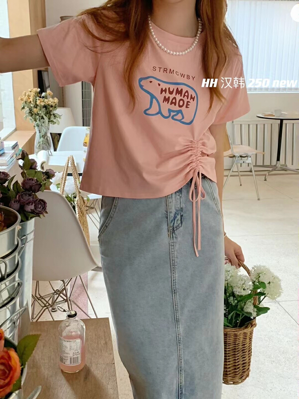 [HH &miss Lai] letter drawstring cotton T short sleeve T-shirt 250\l