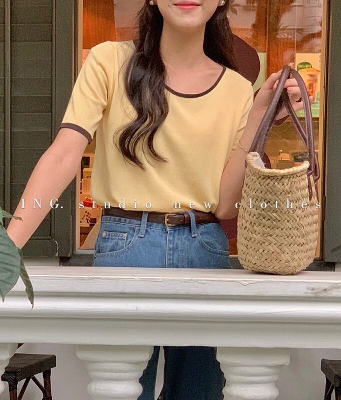 [ing] basic versatile contrast T-shirt w3540
