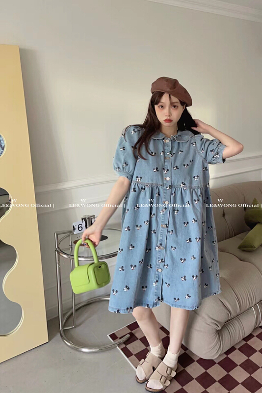 [le&wong] Mickey jeans fashion versatile dress 8878\wtt
