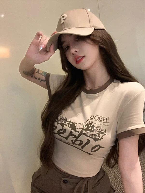 [Julia] pure back lace up short sleeve T-shirt ys1-1023\pcz