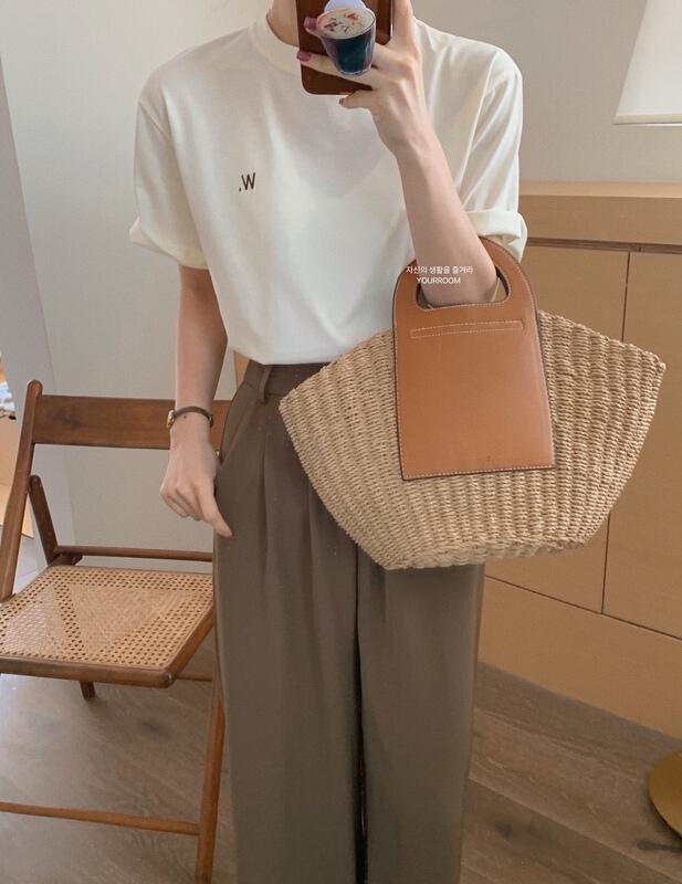 [your room] simple letter embroidery Casual Short Sleeve T-shirt 573\zxx
