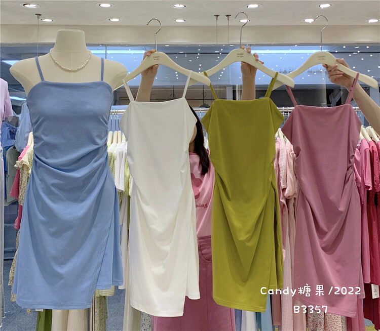 [candy] French style suspender Pleated Dress ys2-3357\zjy
