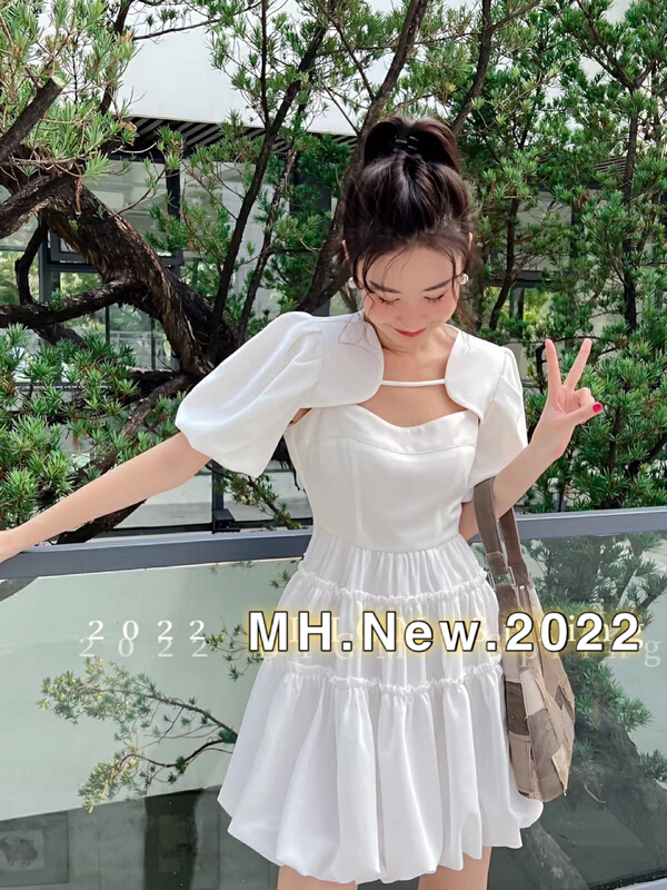 [M.H] Korean design shirt + sweet solid color skirt suit 8330\pcz