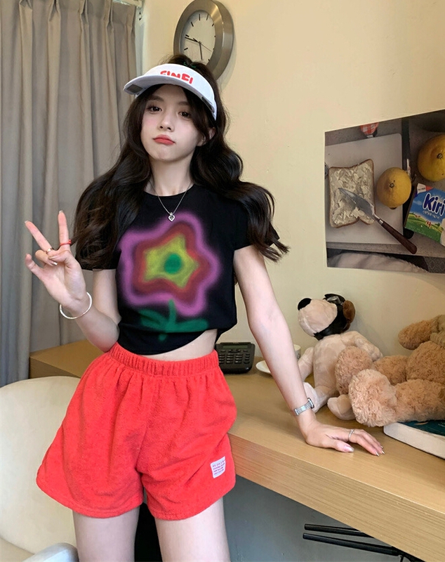 [w+] floret Pullover round neck short sleeve T-shirt 5126\wtt