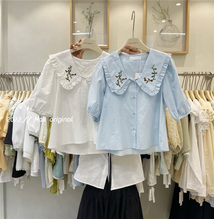 In early summer! [Max original] Korean embroidered single breasted shirt 98001\hbx