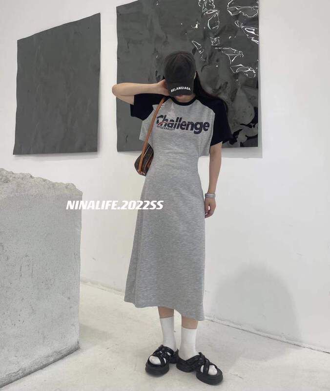 [Nina life] color blocking hollow out machine dress 6028\zxl