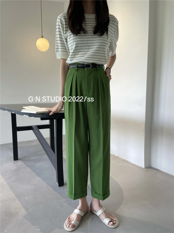 [g · n] simple straight comfortable Korean trousers (with belt) 13528\hjy