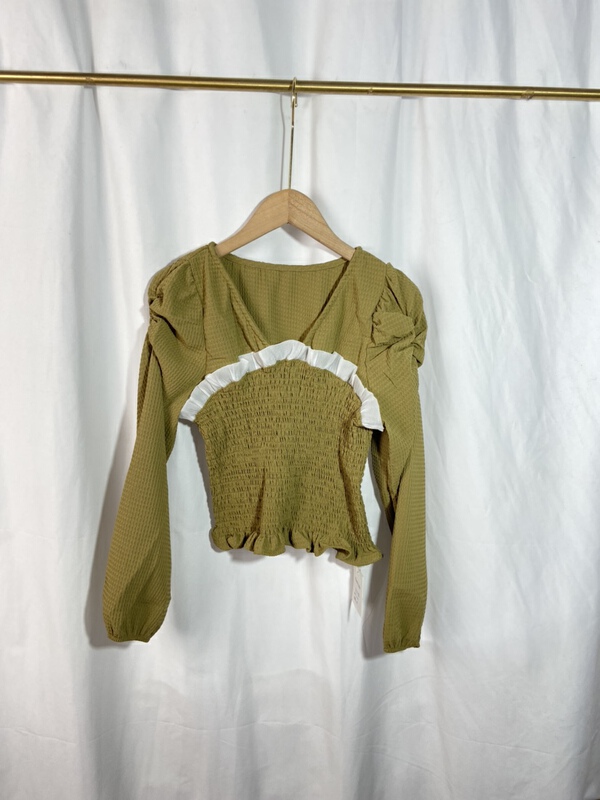 [Yi show shop] slim shirt with splicing design 1645\\cl