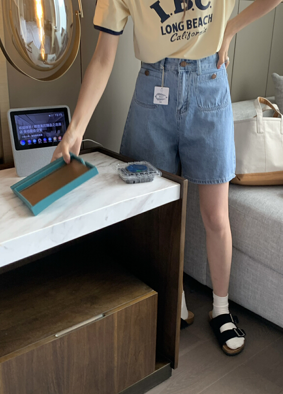 [meet me] Korean washed 5-point denim shorts 61275\ll