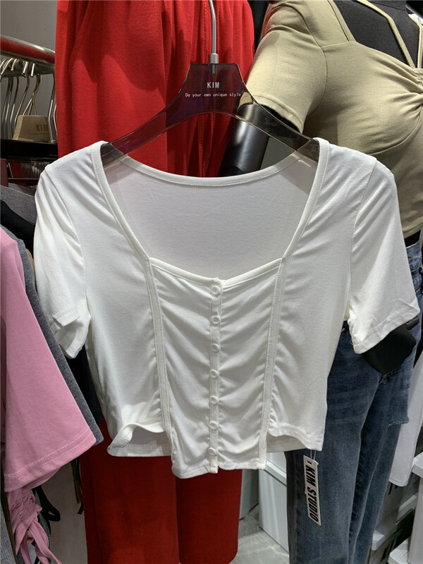 [Kim studio] Pullover solid color versatile short sleeve T-shirt 3661\pcz