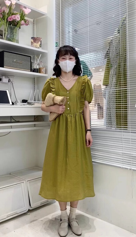 In early summer! [c.hfeiyang] V-neck versatile dress 6770\hbx