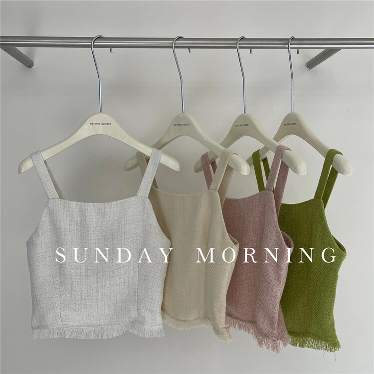 [Sunday morning] short vest / sling with small fragrance and rough edges j-s9150\zjy