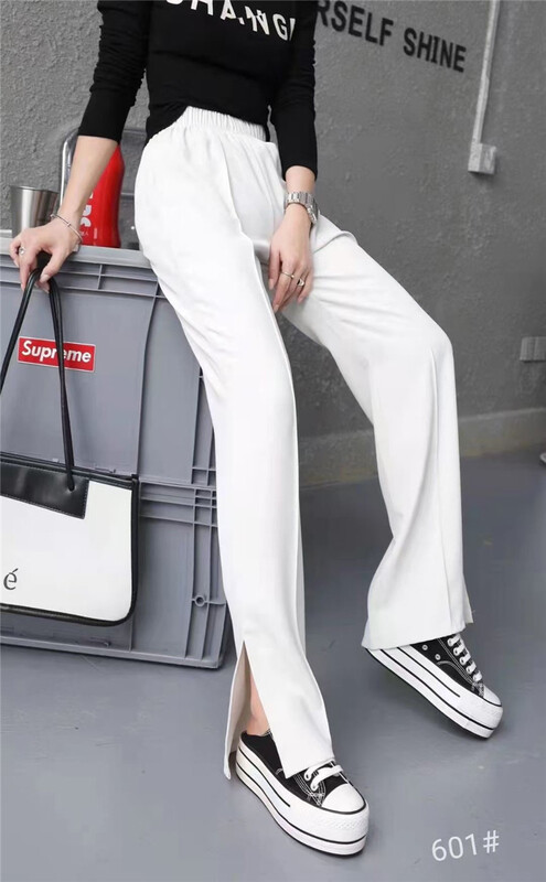 New year in early spring! [Shangpin Wanqian] simple and versatile solid color slit casual pants 601\hjy