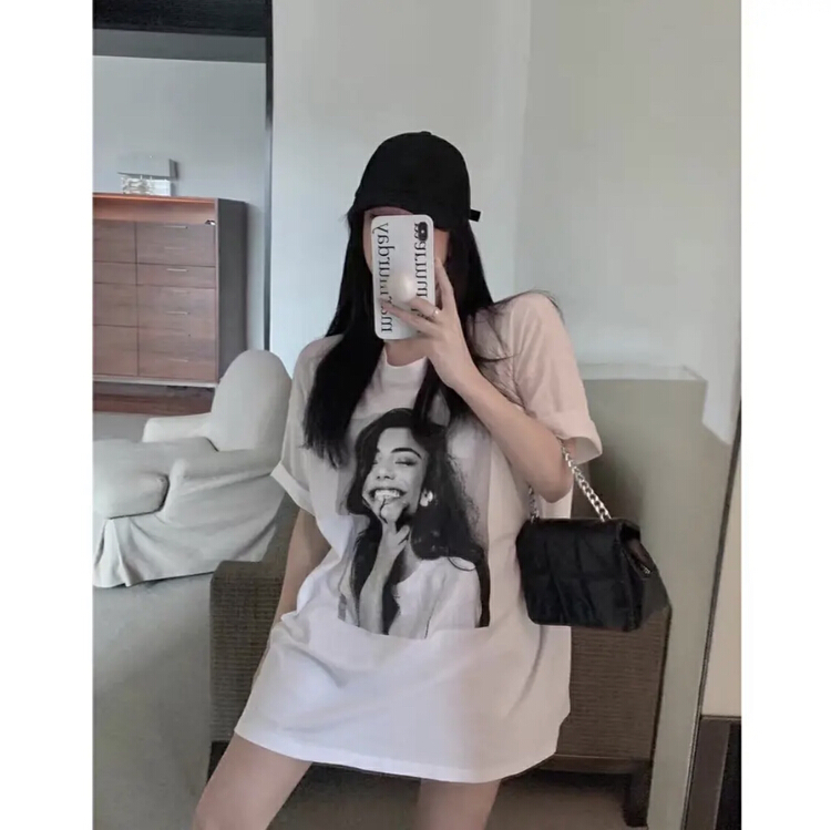 [miss Xixi] Korean loose print short sleeve T-shirt 1519\l