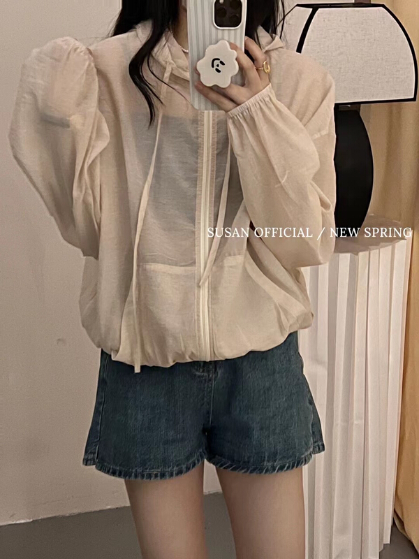 【 Susan 】 hooded zipper loose sunscreen shirt 19069\lsw