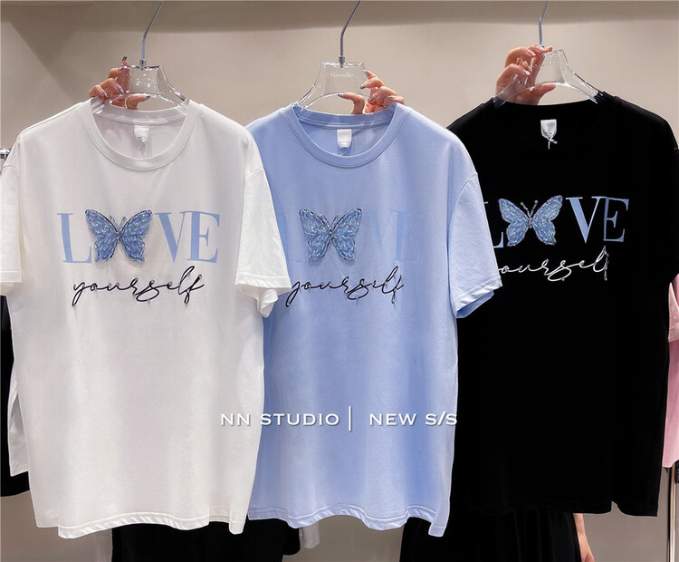 [NN] casual simple loose letter short sleeve T-shirt 8613\xyy