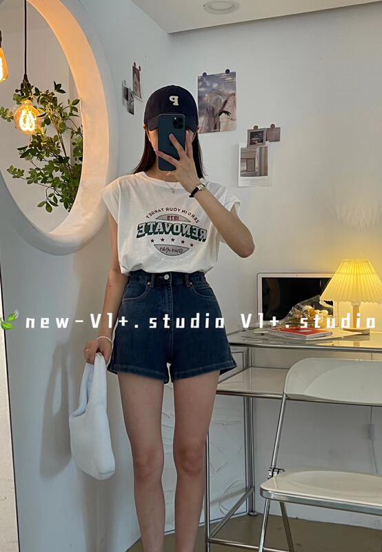 [vi+] design sense Korean letter T-shirt 8199\lsw