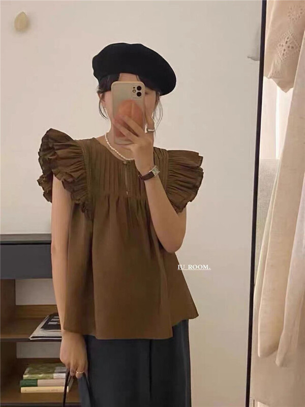 [IU room] Feifei sleeve simple and versatile shirt ys2-6015\xyy