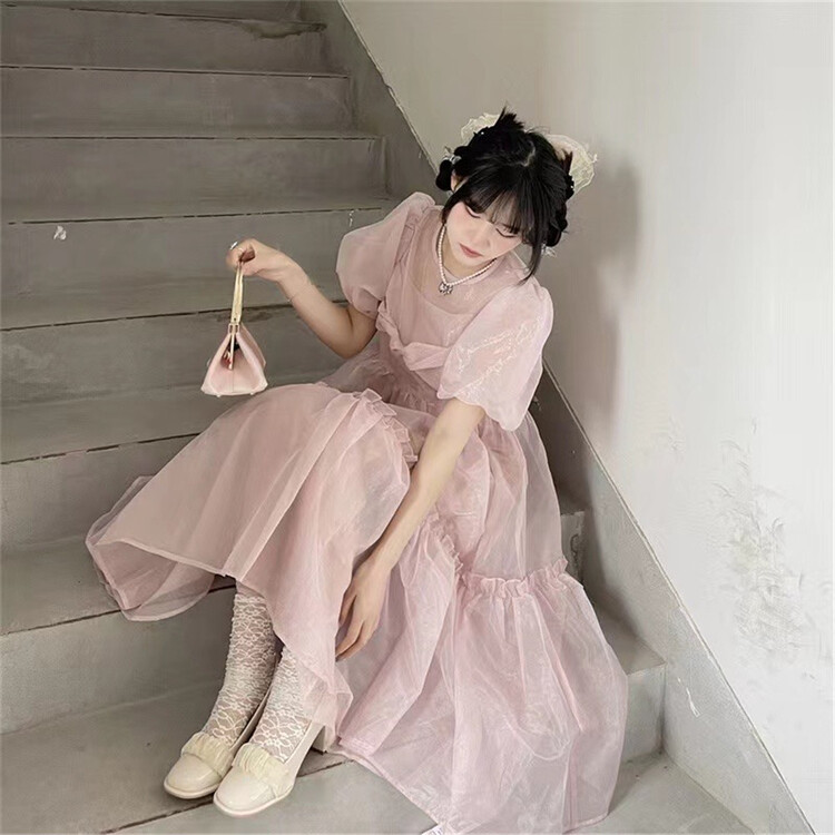 [see you] lady super fairy bubble sleeve Doll Dress + built-in vest / sling set 31025\pcz