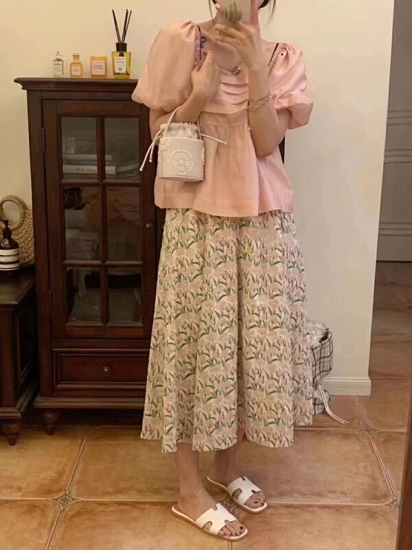[baby] versatile floral medium length skirt 8657\wtt