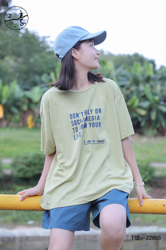 [original three element clothing] simple temperament leisure printed short sleeve T-shirt 22855