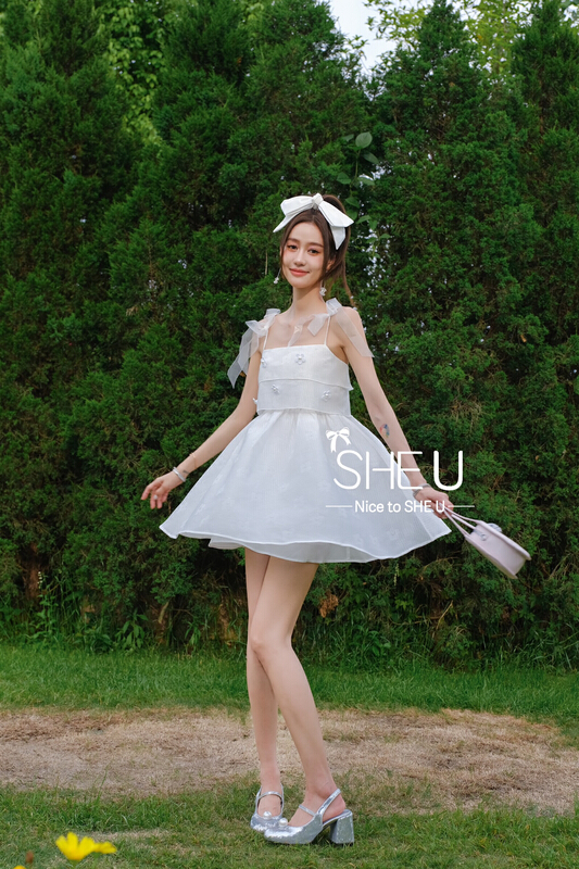 [she u] sweet three-dimensional floret Jacquard Dress (with florets (non detachable)) c58277\jhy