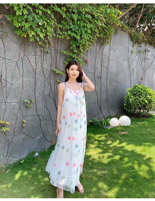 [clothing] simple lining + fresh wave point suspender dress set 991\pcz