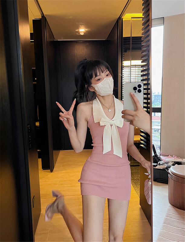 [d.ffstudio] Halter bow short skirt dress (bow can not be removed) ys1-1171\wtt