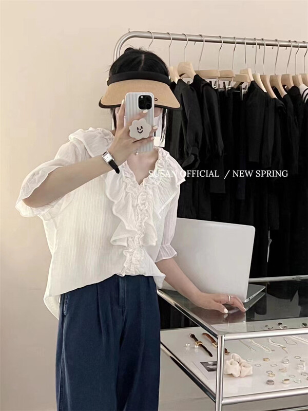 【 Susan 】 simple and comfortable little shirt with ears 61200-1\lsw