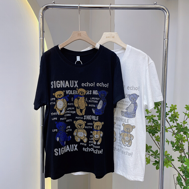 A new year in early spring! [miss Xixi] heavy industry hot-rolled bear short sleeve T-shirt 129\l