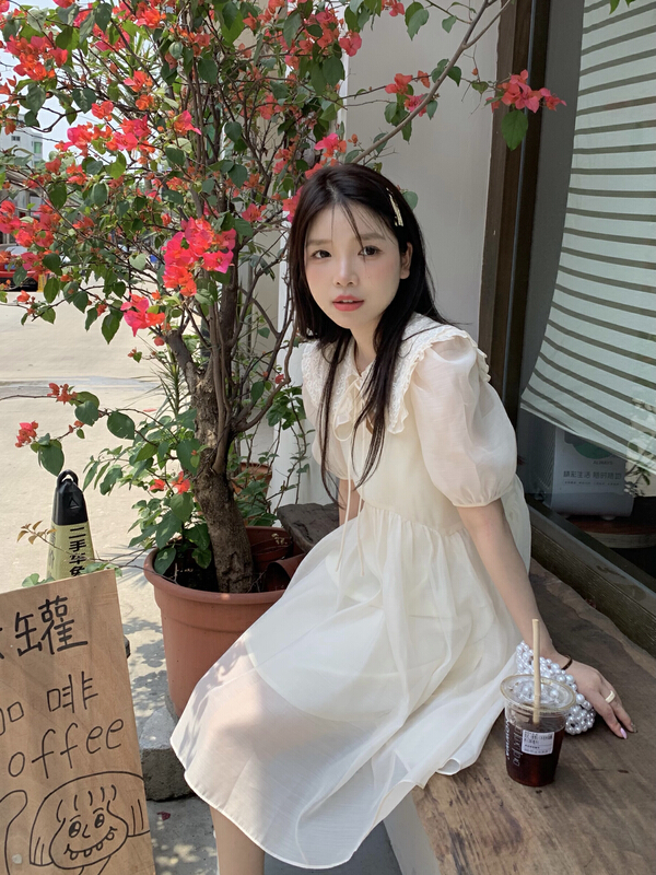 [dolly] French first love baby collar sweet bubble sleeve dress 1226\pcz
