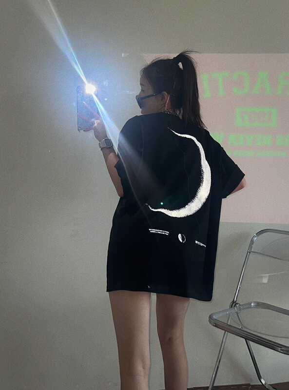 [Shanzhu] American high street style AB side glow short sleeve T-shirt 285\xyy