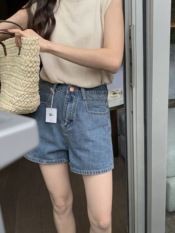 [meet me] Korean wash versatile denim shorts 61280\ll