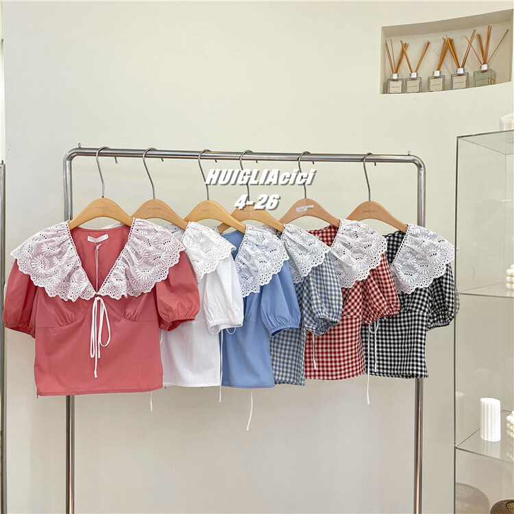 [Cinderella CICI] Korean lace collar short ins shirt ys1-8696\zjy