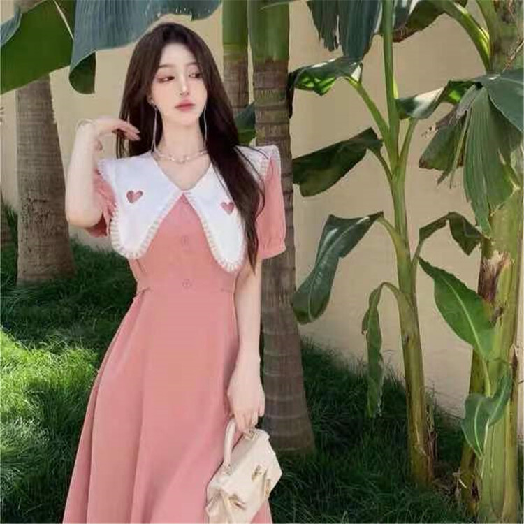 [Xiangli] little woman Baby Neck Lace Up waist dress ys1-8512\pcz