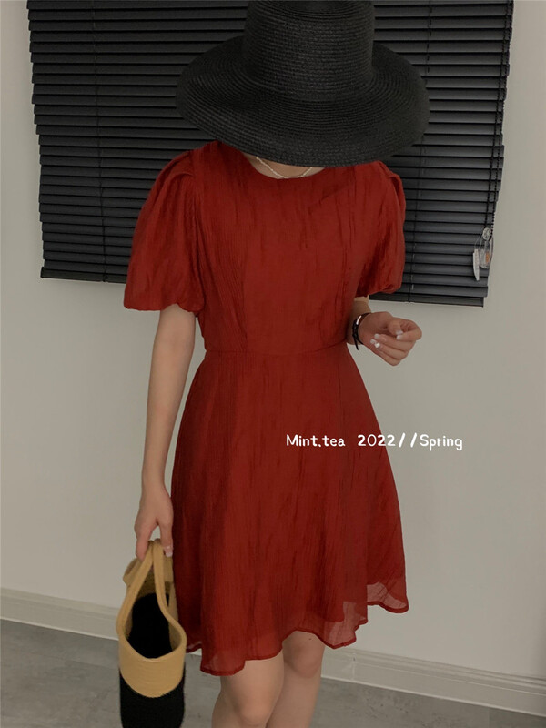 [mint tea] fashion round neck backless dress 22926\zjy