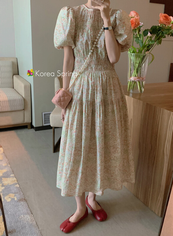 [December] Korean round neck floral dress 1358\hjy