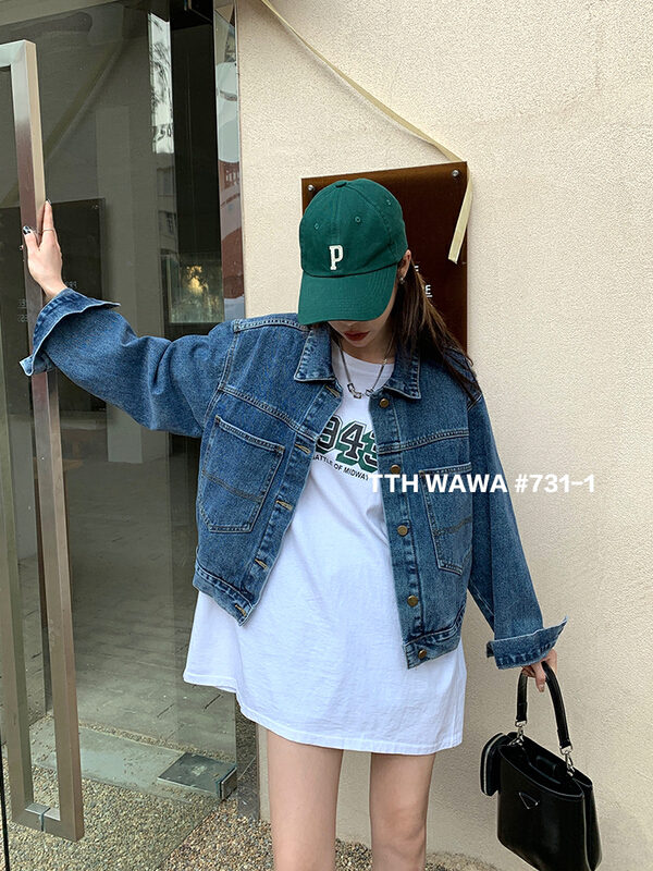Original price 130.72! New year in early spring! [Wawa] Korean versatile denim coat 0731-1\j