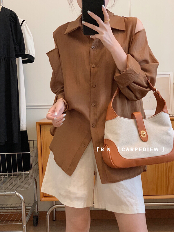 [RN] Korean version solid color off shoulder sunscreen shirt 81218\ll