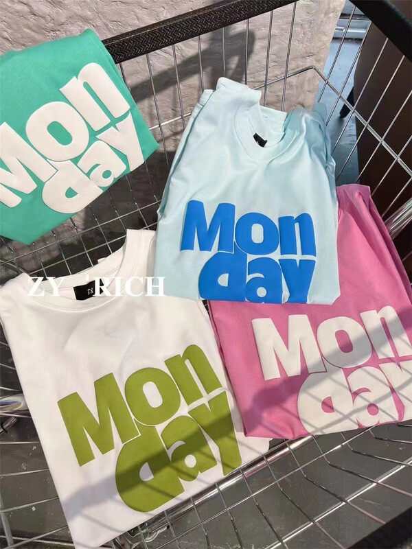 [ZY] round neck letter printed short sleeve T-shirt (T-shirt only) ys2-508\wtt