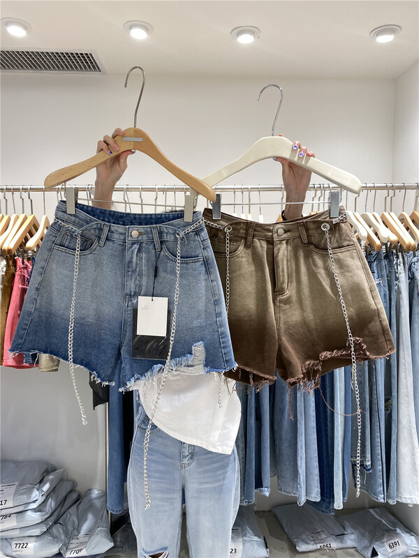 [o not 1] design trend Vintage denim shorts (with decoration) w895\lsw