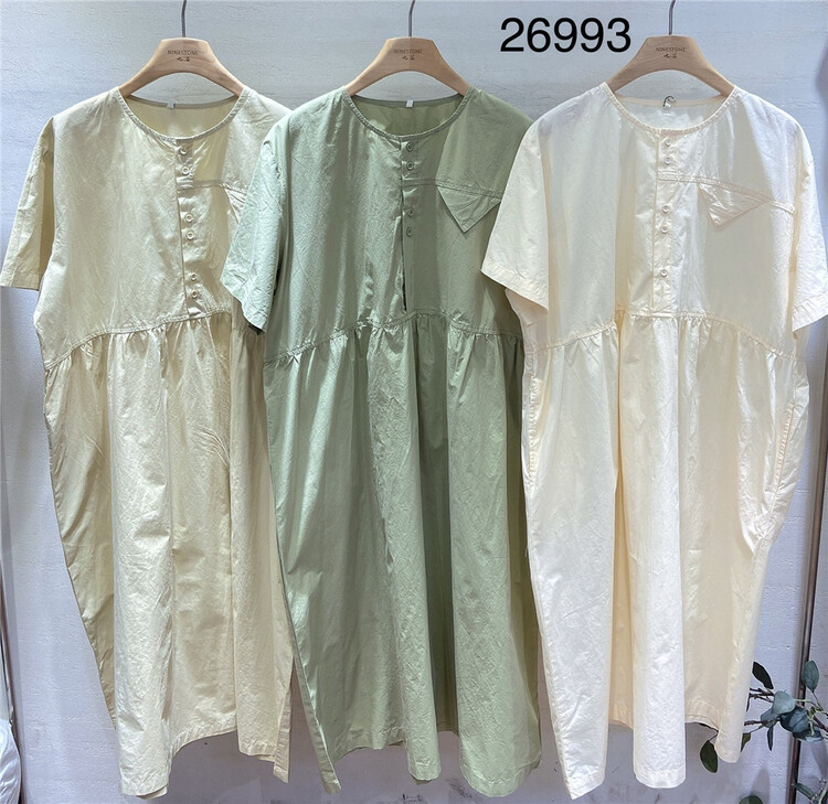 [ninestone nine stones] round neck casual simple dress 26993\l