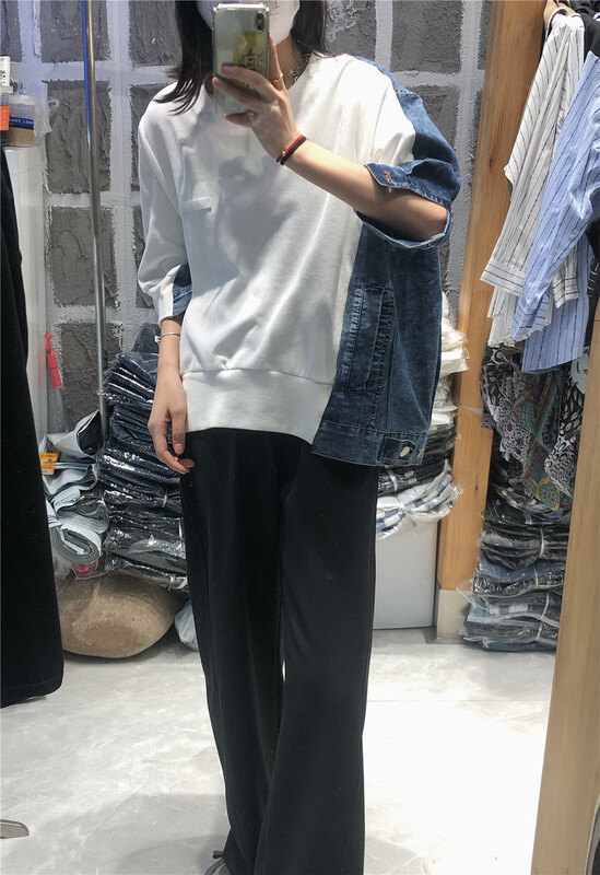 [monob] contrast stitching fashion short sleeve T-shirt ys1-5599\l