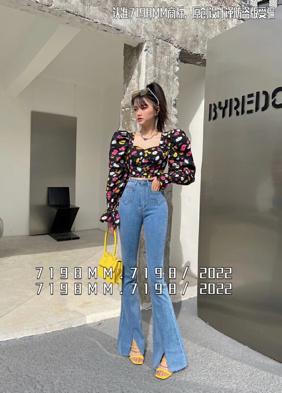Original price 66.55! New year in early spring! [7198/k2] spice girl style square collar floral shirt 22060\pcz