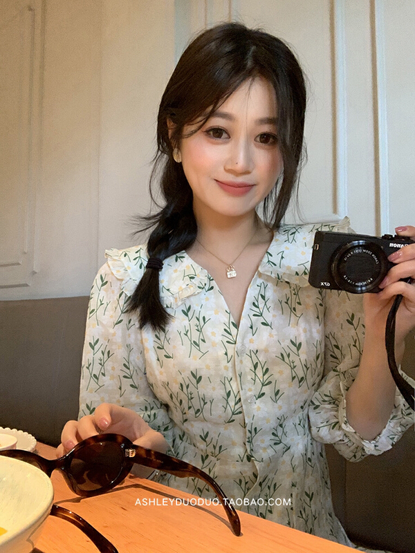 [y.jia EJA] gentle and versatile reduced age floral cardigan dress 1860