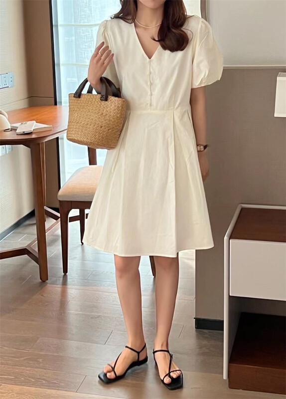 [A-One] V-neck Korean simple slim dress 9952\lsw